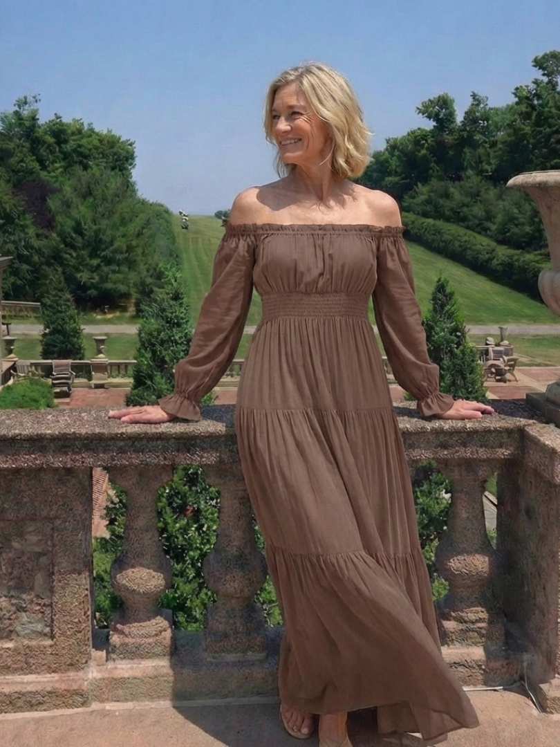 Amaya™ Off-Shoulder Smocked Maxi Dress