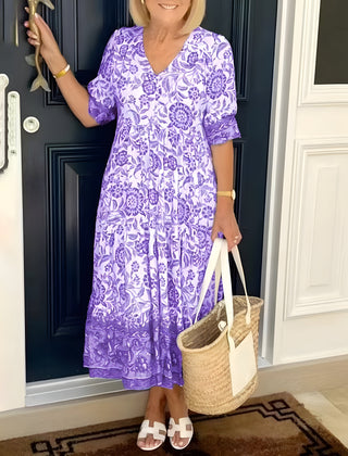 Remington | Graceful Floral V-Neck Dress