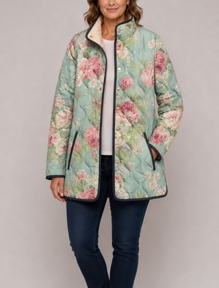 LISA™ | Quilted Jacket with Retro Floral Pattern