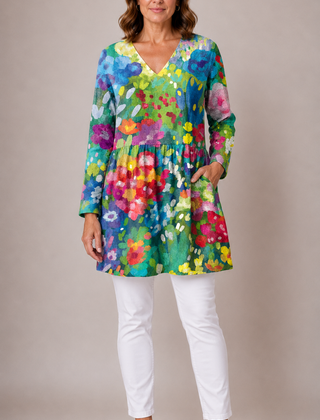 Millie | Long Blouse with V-Neck