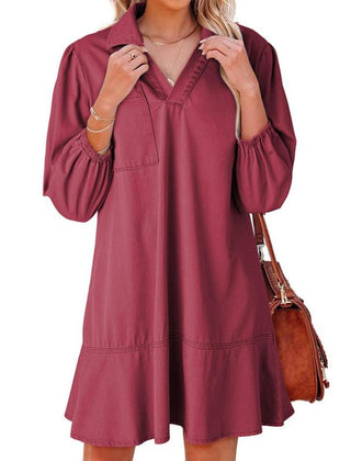 Layla™ Classic Soft Washed Denim Puff Sleeve Dress