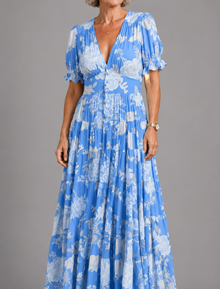 Alessia™ Elegant Floral V-Neck Dress