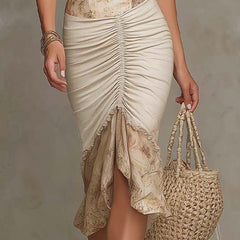 Fleur™ Bohemian Trim Ruched Midi Dress
