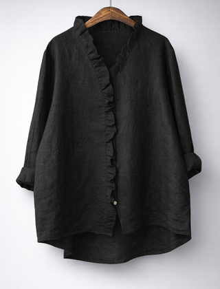 Luisa™ Elegant Ruffled Linen Blend Shirt