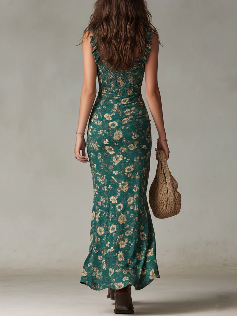 Giselle™ Bohemian Printed Maxi Dress with Ruffled Sleeves
