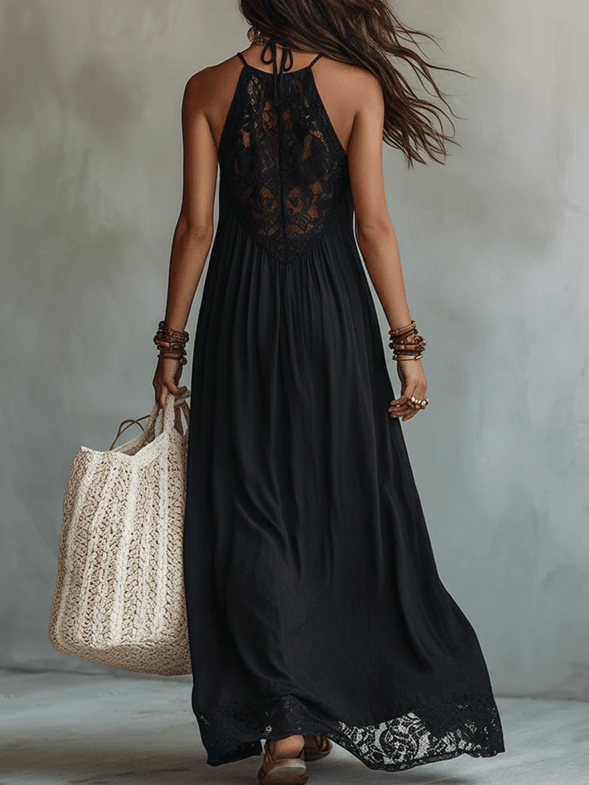 Marguerite™ Bohemian Sleeveless Maxi Dress with Trim