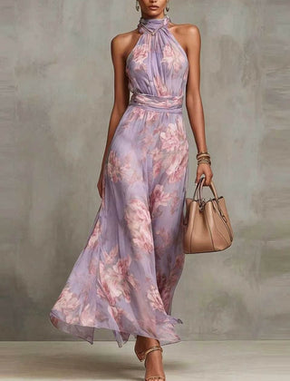 Adèle™ Floral Halter Maxi Dress