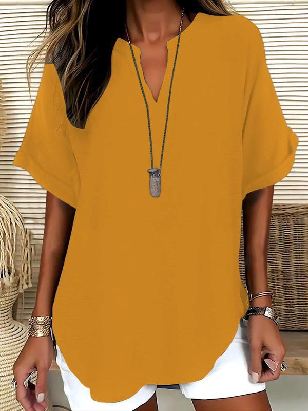Atasia™ Soft-Touch Notched-Neck Blouse