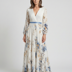 Sabine™ Long Sleeve V Neck Floral Maxi Dress