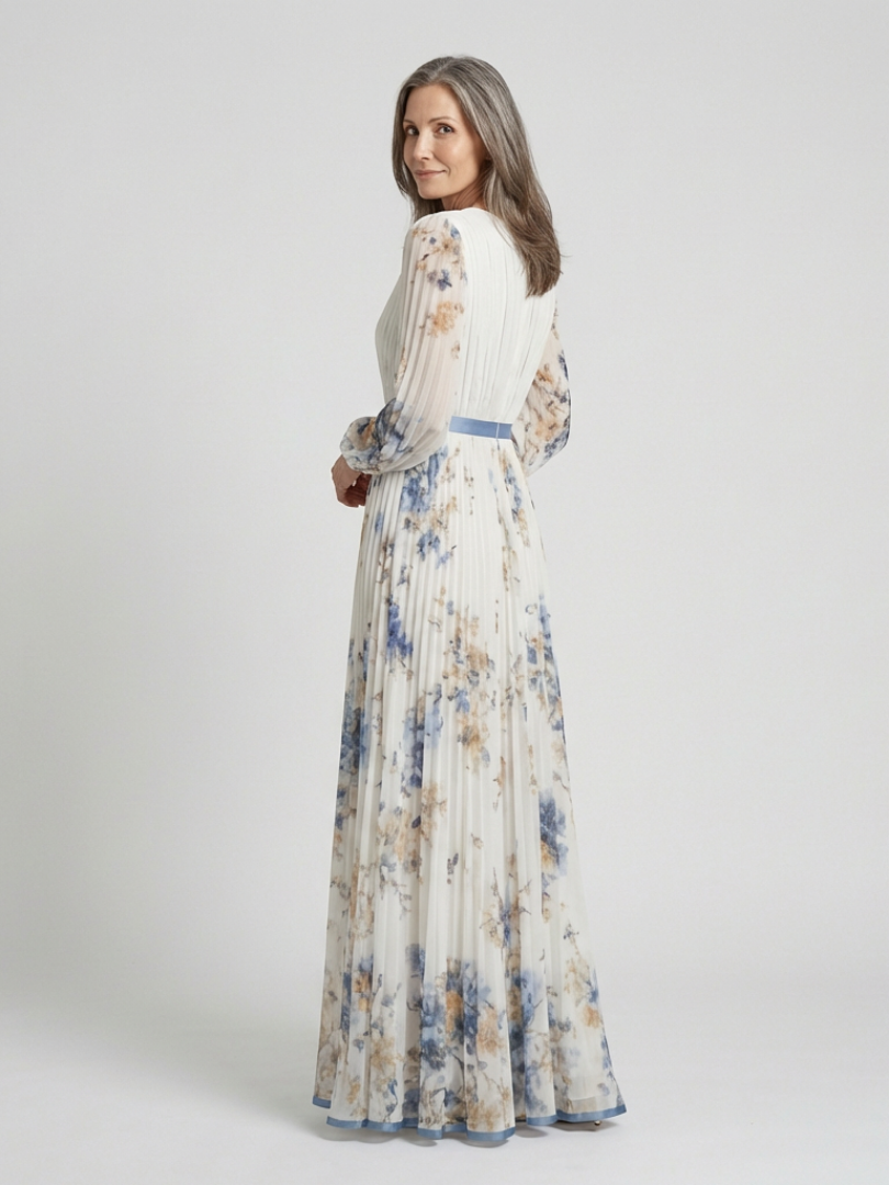 Sabine™ Long Sleeve V Neck Floral Maxi Dress