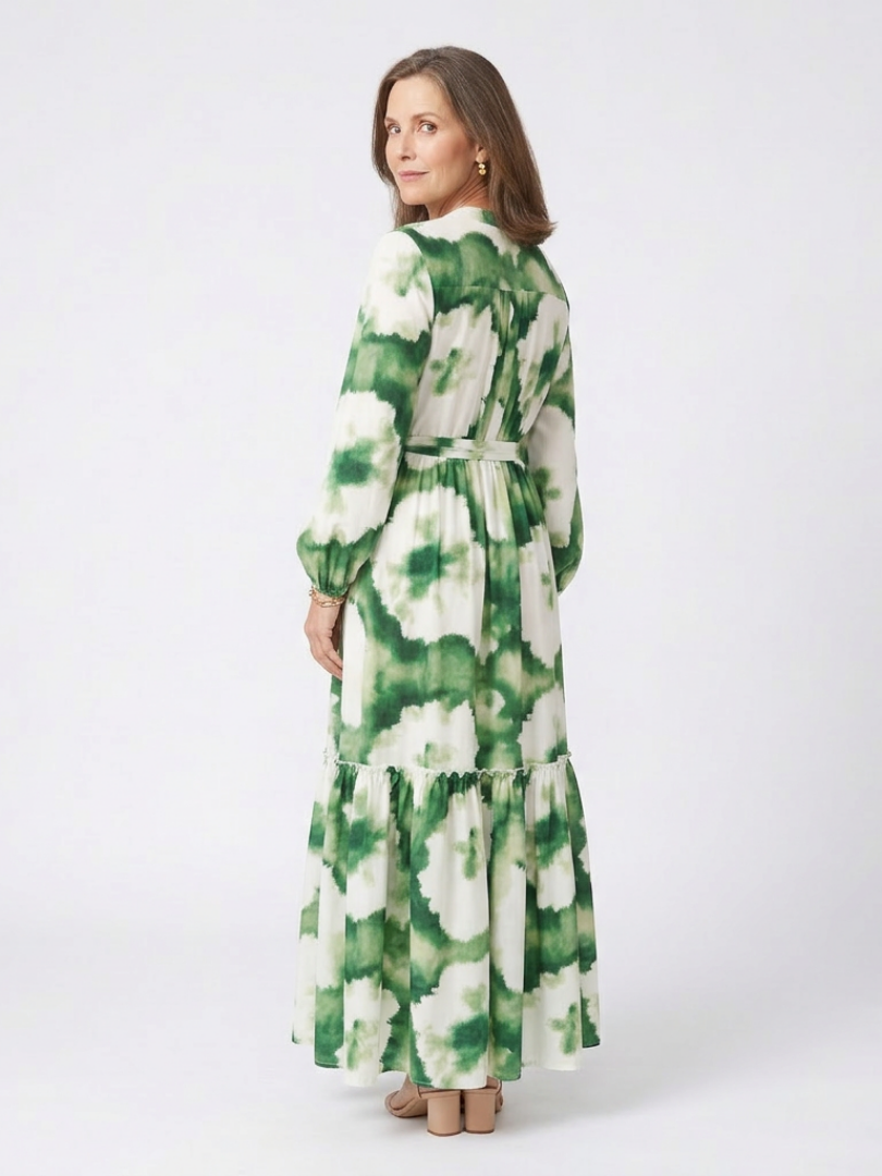 Sabine™ Long Sleeve Tie Waist Tiered Maxi Dress