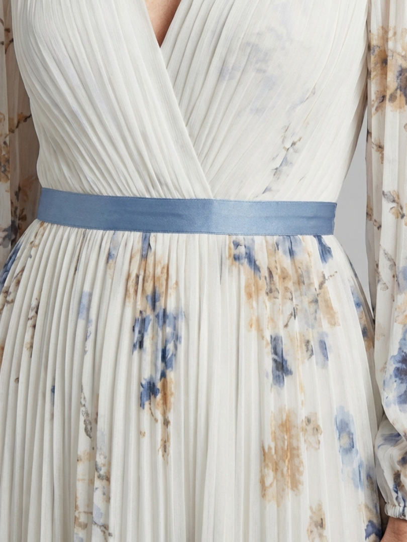 Sabine™ Long Sleeve V Neck Floral Maxi Dress