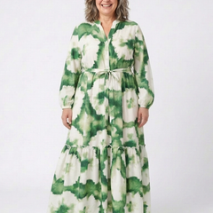 Sabine™ Long Sleeve Tie Waist Tiered Maxi Dress