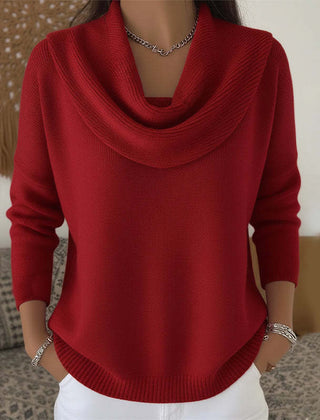 Marie Elegant Cowl Neck Knit Sweater