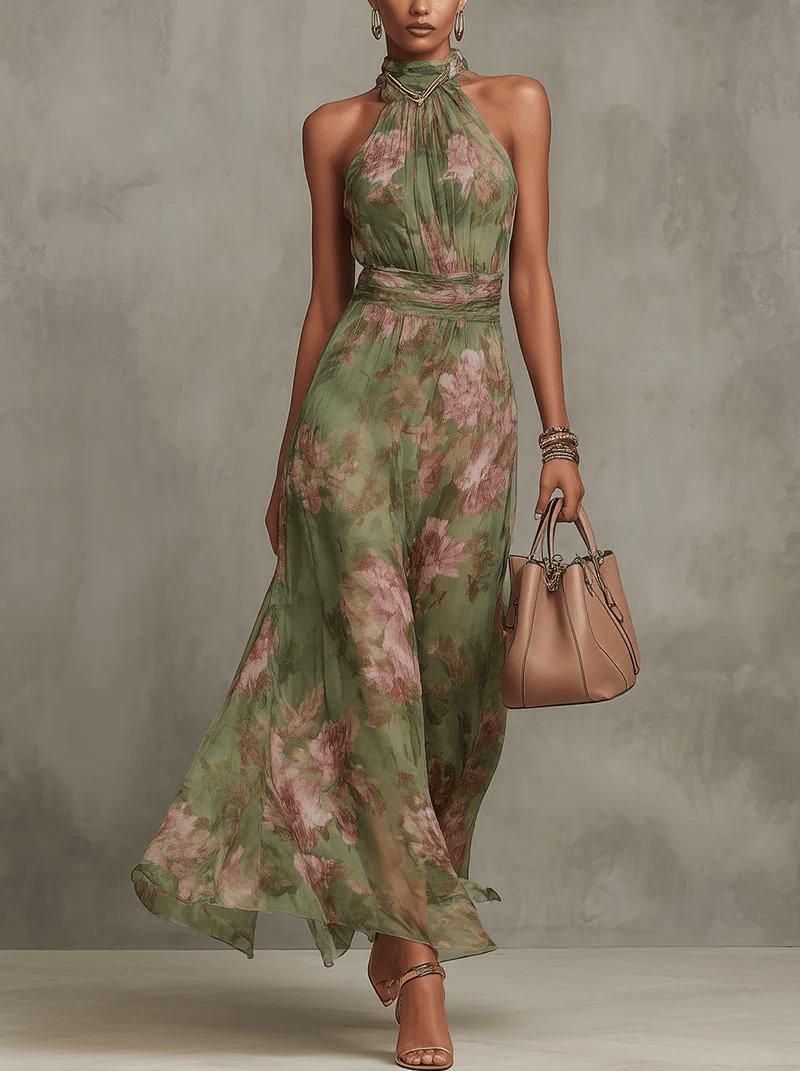 Adèle™ Floral Halter Maxi Dress