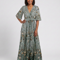 Rosalind™ Floral V Neck Short Sleeve Maxi Dress