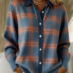 Haley Cozy Plaid Knit Cardigan