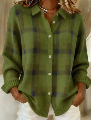 Haley Cozy Plaid Knit Cardigan