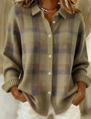 Haley Cozy Plaid Knit Cardigan
