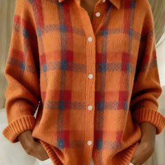 Haley Cozy Plaid Knit Cardigan