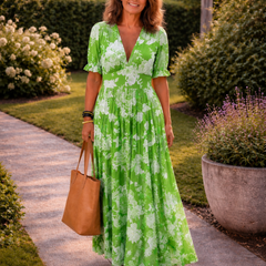 Ione™ Short Sleeve V Neck Floral Midi Dress