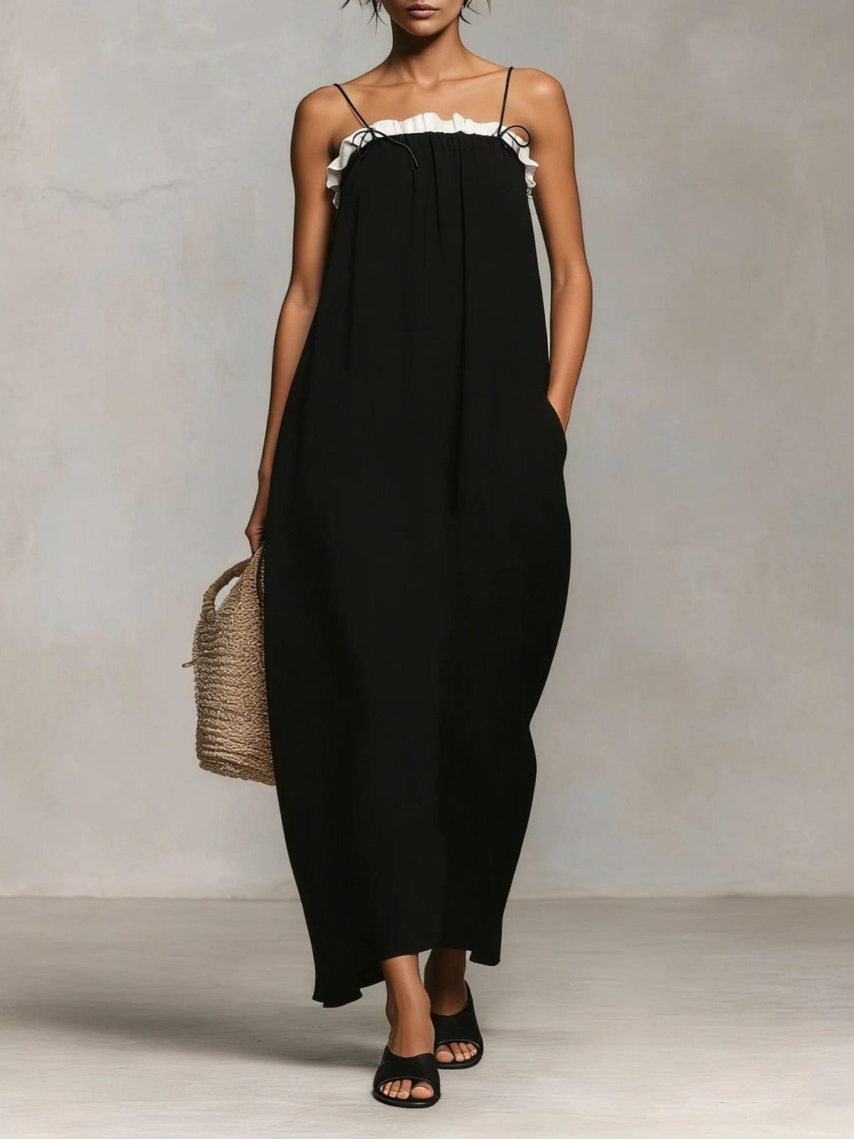 Mirelle™ Maxi Dress with Colour Blocks and Spaghetti Straps