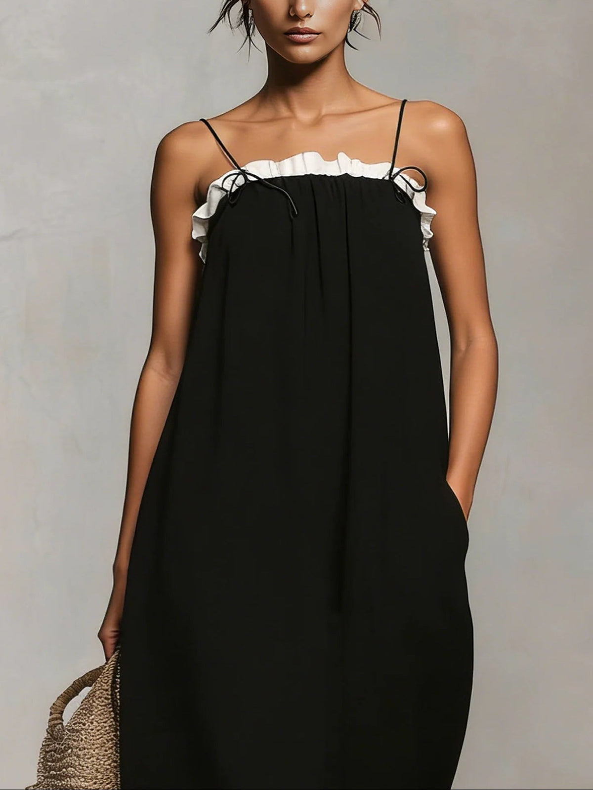 Mirelle™ Maxi Dress with Colour Blocks and Spaghetti Straps