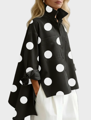 Pollie™ Artistic Polka Dot Denim Top