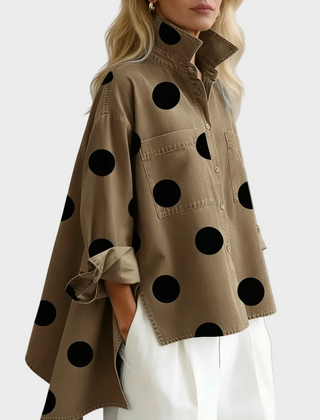 Pollie™ Artistic Polka Dot Denim Top