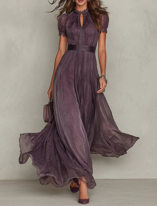 Valentine™ Keyhole Neckline Trim Maxi Dress