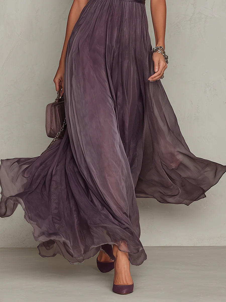 Valentine™ Keyhole Neckline Trim Maxi Dress