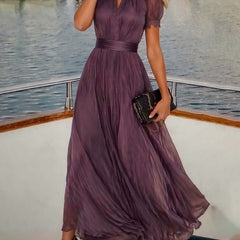 Valentine™ Keyhole Neckline Trim Maxi Dress