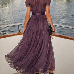 Valentine™ Keyhole Neckline Trim Maxi Dress