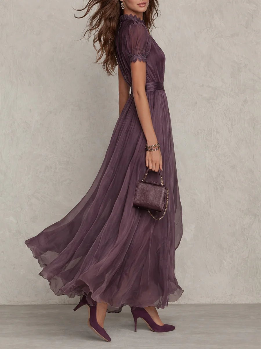 Valentine™ Keyhole Neckline Trim Maxi Dress