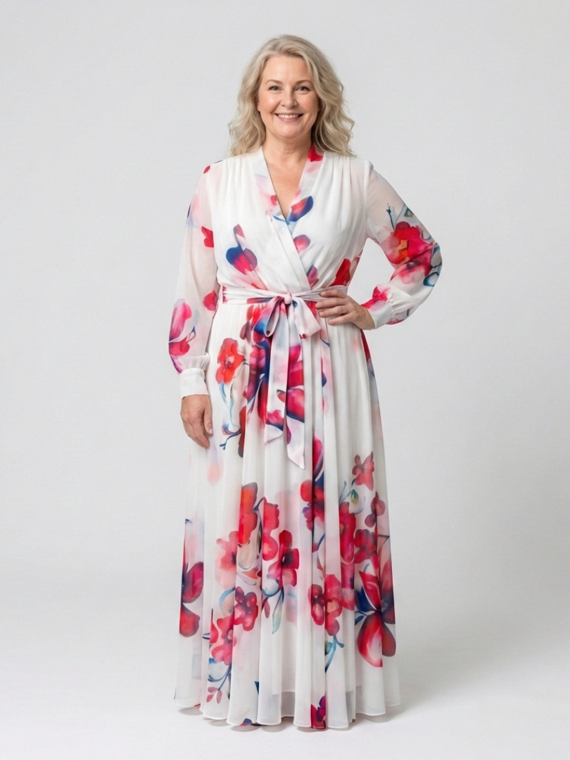 Lillian™ Floral Long Sleeve Wrap Maxi Dress