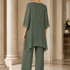 Annelise™ Asymmetric Capelet Pant Suit with Wide-Leg Pants