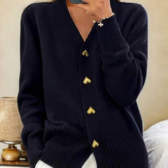 Liorah™ - Elegant Heart Button Cardigan