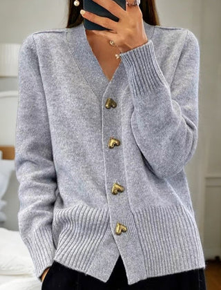 Liorah™ - Elegant Heart Button Cardigan