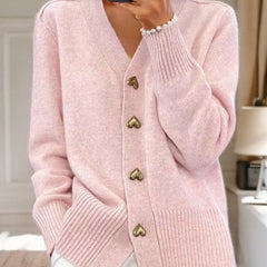 Liorah™ Elegant Heart Button Cardigan