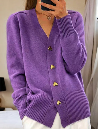 Liorah™ Elegant Heart Button Cardigan