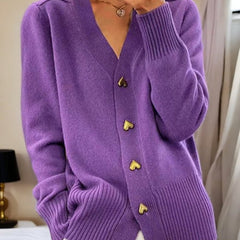 Liorah™ - Elegant Heart Button Cardigan