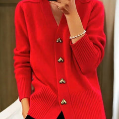 Liorah™ - Elegant Heart Button Cardigan