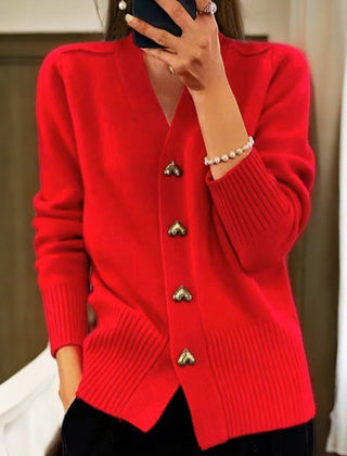 Liorah™ - Elegant Heart Button Cardigan