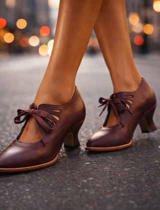 Talia™ Elegant Leather Lace Heels