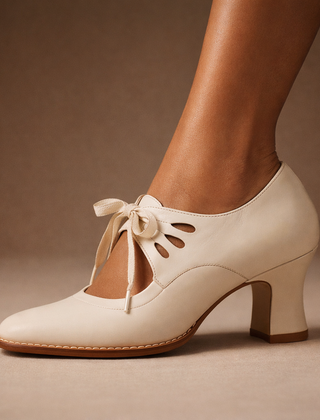 Talia™ Elegant Leather Lace Heels
