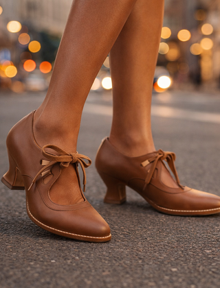 Talia™ Elegant Leather Lace Heels