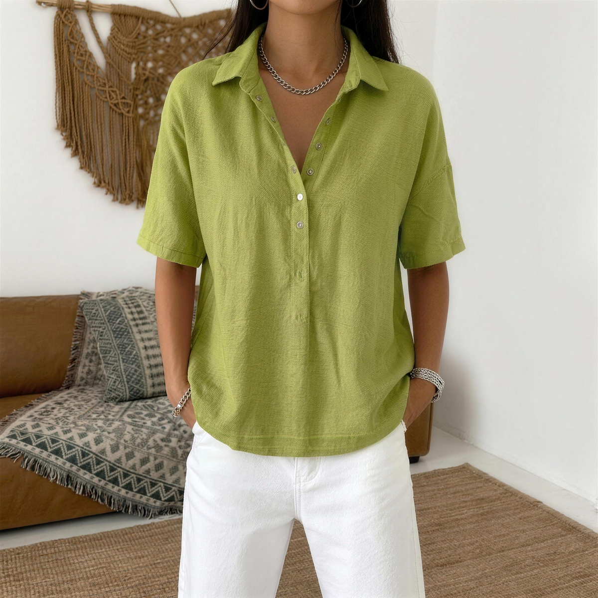 Tessa™ Collared Button Blouse