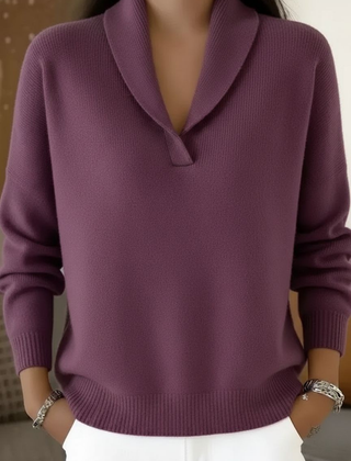 Isabelle Elegant Shawl Collar Knit Jumper