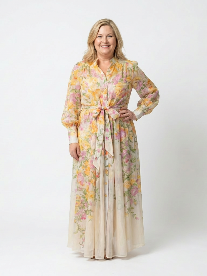 Cressida™ Floral Sheer Long Sleeve Maxi Dress