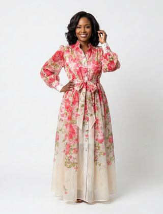 Cressida™ Floral Sheer Long Sleeve Maxi Dress